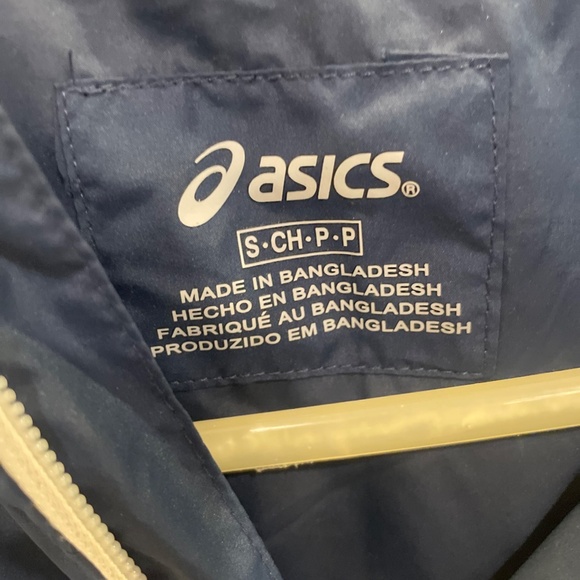 Mens Small Navy Asics Athletic Windbreaker Zip Up - Picture 2 of 3